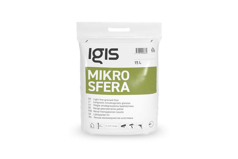 IGIS Mikrosfera viegla smalkgraudainā špakteļmasa 15L maiss - Image 1