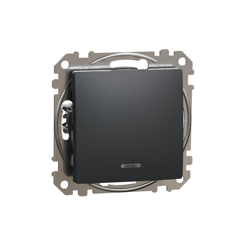 Slēdzis z/a (meh.) ar zilu LED ind. antracīts SEDNA Design - Image 1