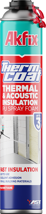 Akfix Thermcoat siltuma un skaņas izolācijas poliuretāna putas GunFoam 850ml - Image 1
