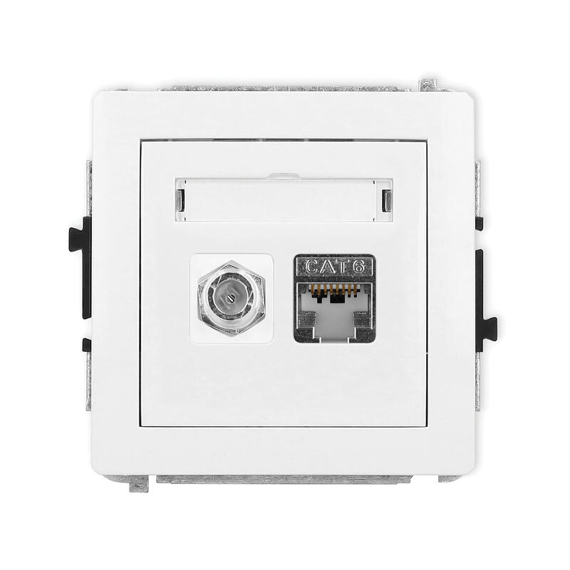 DECO Vienas antenas F tipa ligzda (SAT) + vienas datora ligzdas mehānisms 1xRJ45, 6. kat. 6, 8 kontaktu, bez apraksta lauka - Image 1