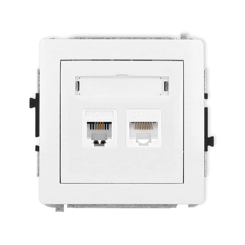 DECO Divkāršas datora ligzdas mehānisms 2xRJ45, kat. 5e, 8 kontaktu, bez apraksta lauka - Image 1