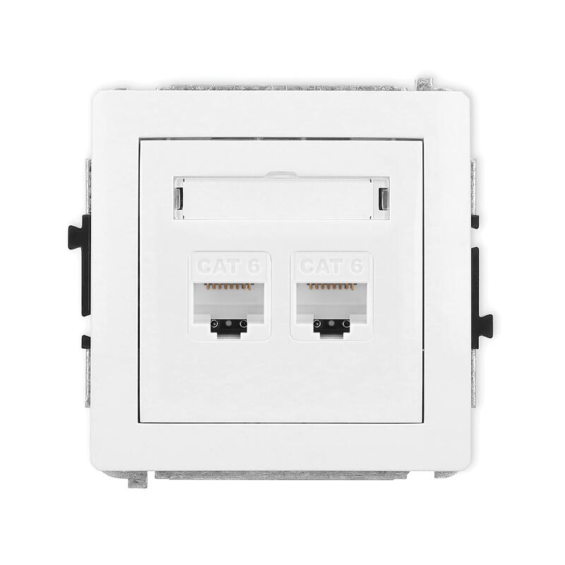 DECO Viena telefona ligzda 1xRJ11, bez instrumentu palīdzības + viena datora ligzdas mehānisms 1xRJ45, kat. 5e, 8 kontakti, bez apraksta lauka - Image 1
