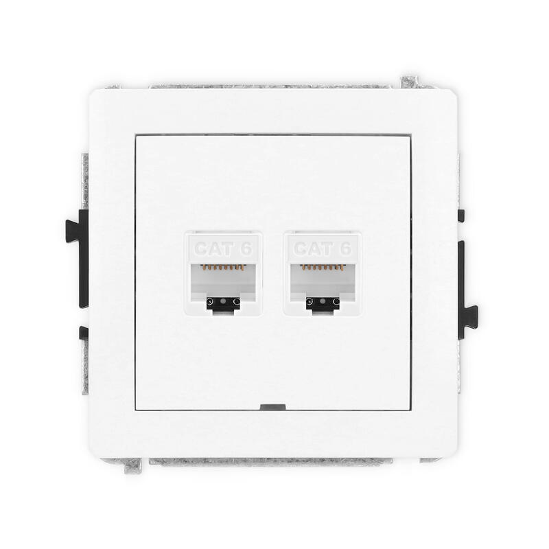 DECO Divkārša datora ligzdas mehānisms 2xRJ45, kat. 6, 8 kontakti - Image 1