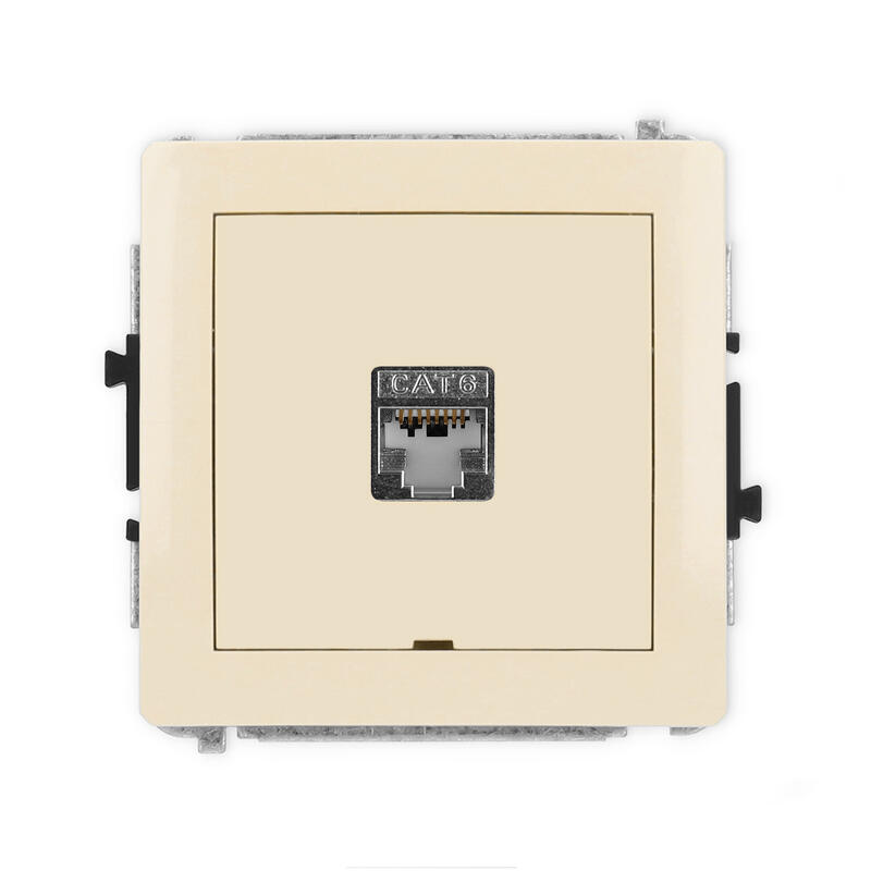 DECO Vienas datora ligzdas mehānisms 1xRJ45, 5e kat., ekranēts, 8 kontakti, bez apraksta lauka - Image 1
