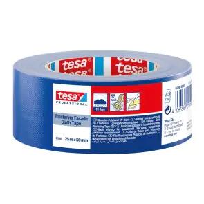 Tesa 4398 Plastering Cloth Tape auduma apmetēju lente ārdarbiem, UV (2 ned.), zila, 50mm x 25m - Image 1