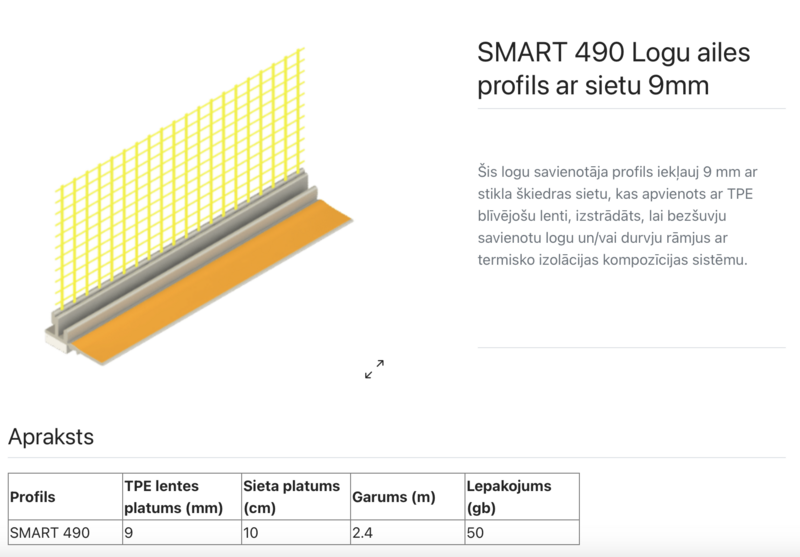 Est Profill SMART 490 Logu ailes profils ar sietu 9mm, garums 2,4m - Image 3