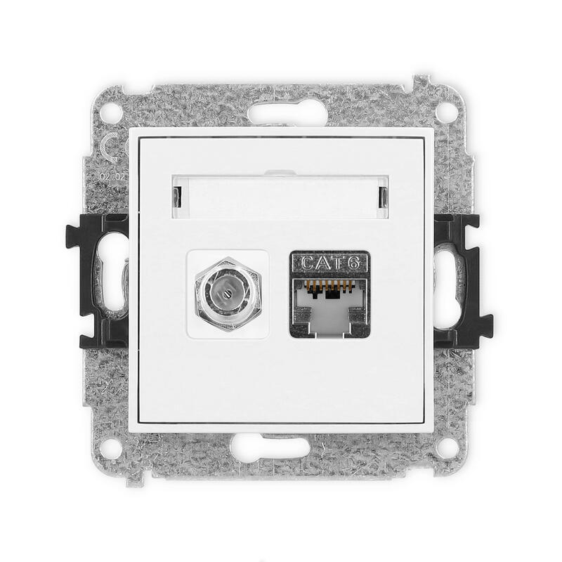 ICON Viena antenas F tipa ligzda (SAT) + viena datora ligzdas mehānisms 1xRJ45, 6. kat., ekranēta, 8 kontakti - Image 1