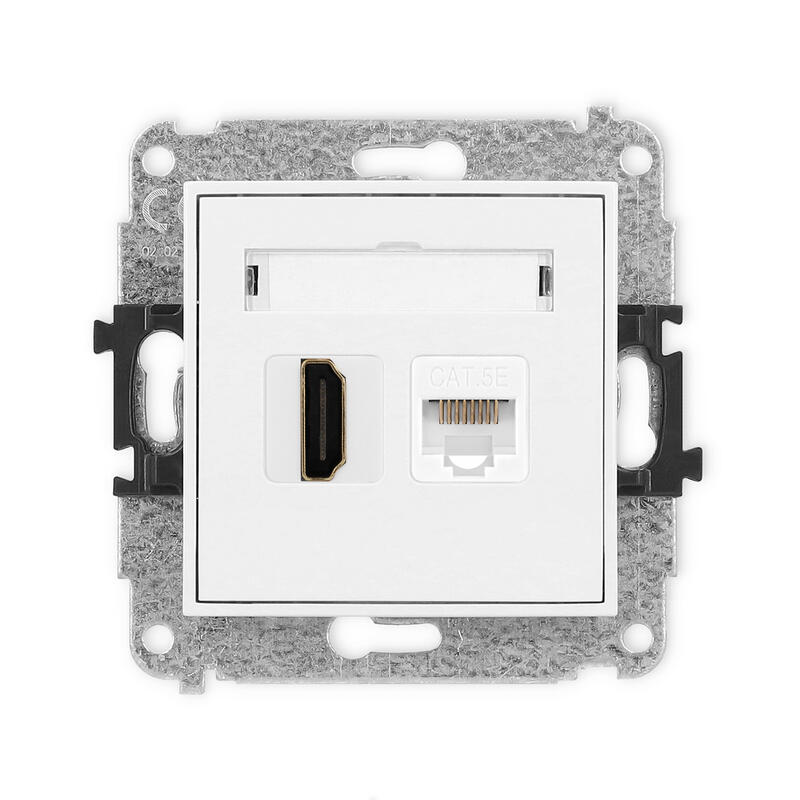 ICON 4K HDMI 2.0 vienas ligzdas mehānisms + vienas datora ligzdas mehānisms 1xRJ45, kat. 5e, 8 kontakti - Image 1