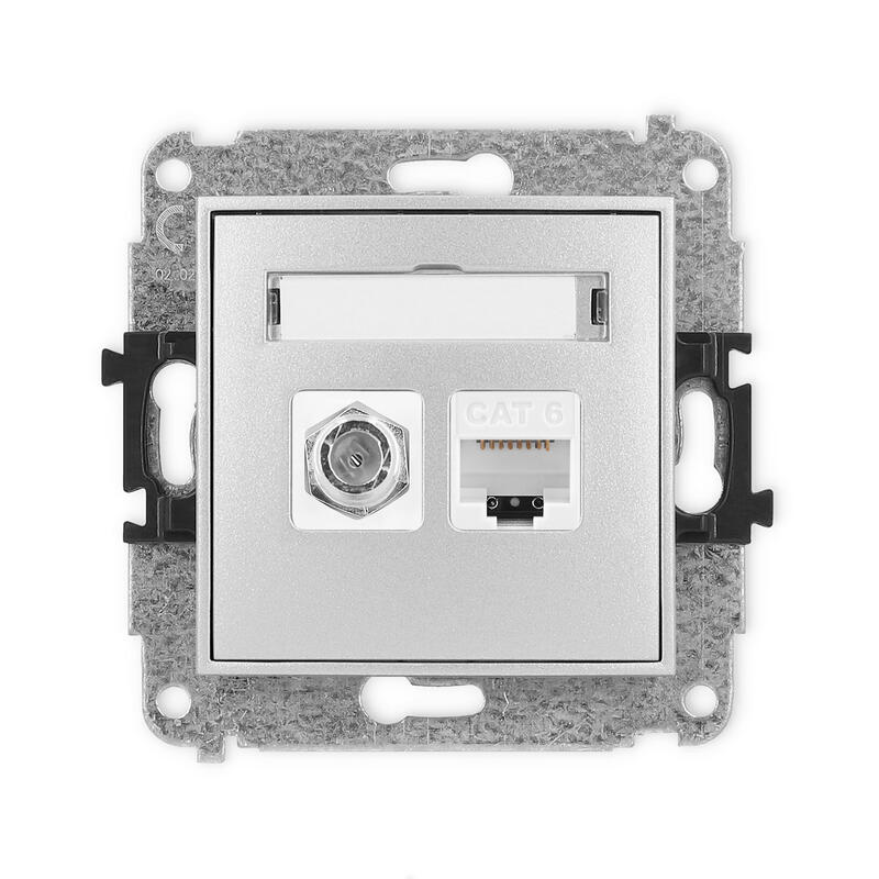 ICON Viena antenas F tipa ligzda (SAT) + viena datora ligzdas mehānisms 1xRJ45, 6. kat., 8 kontakti - Image 1
