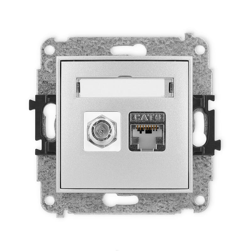 ICON Viena antenas F tipa ligzda (SAT) + viena datora ligzdas mehānisms 1xRJ45, 6. kat., ekranēta, 8 kontakti - Image 1