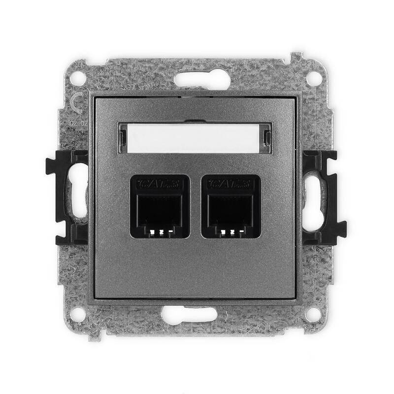 ICON Divkāršas telefona ligzdas mehānisms 2xRJ11, 4 kontaktu, bez instrumentiem - Image 1