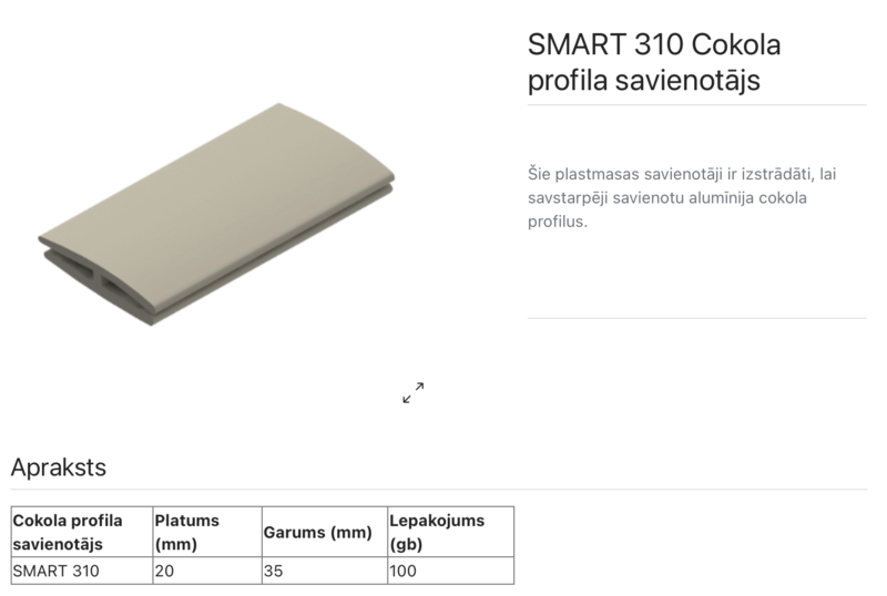 SMART 310 Cokola profila savienotājs 3 mm - Image 2