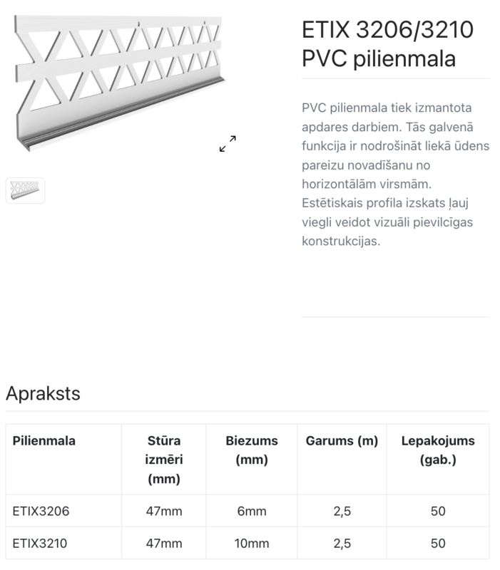 ETIX 3206 PVC lasenis 6 mm apmetumam 2,5m - Image 2