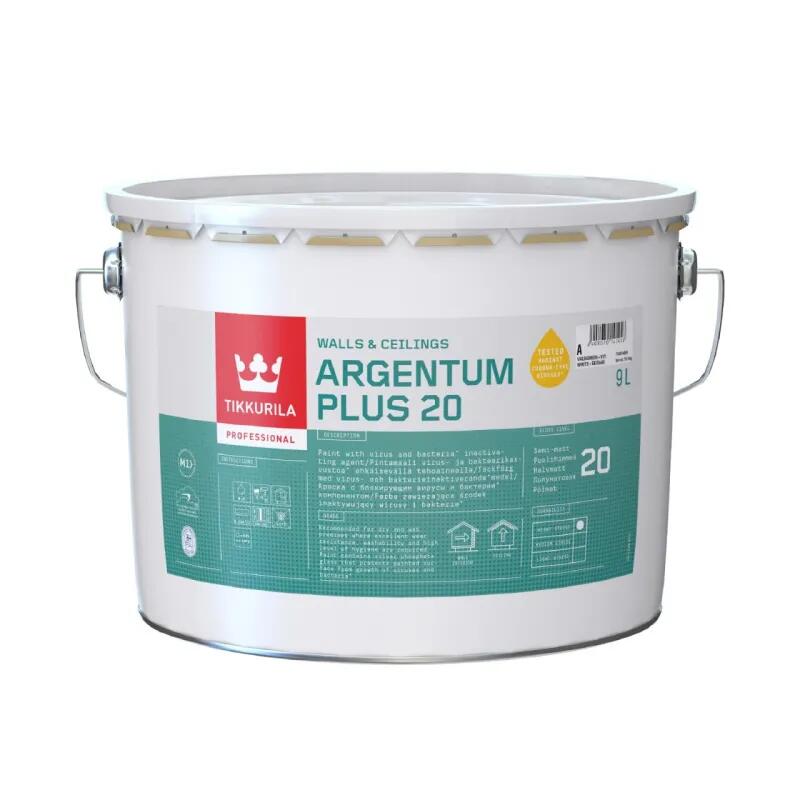 Argentum Plus 20 speciāla apdares krāsa sienām un griestiem iekštelpās, pusmatēta 18L - Image 1