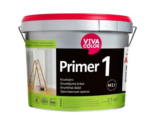 Primer 1 ūdens bāzes gruntējuma krāsa iekšdarbiem, pilnīgi matēta, balta 9L - Image 1
