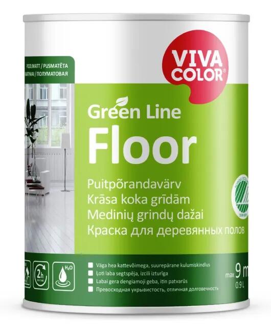Floor pusmatēta krāsa grīdām Green Line 0,9L - Image 1