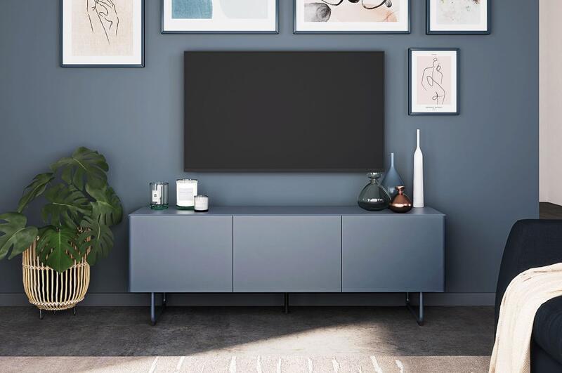 Tenzo Parma TV plaukts 146 x 51 x 43 cm, matēti zils (Lake Blue) - Image 1