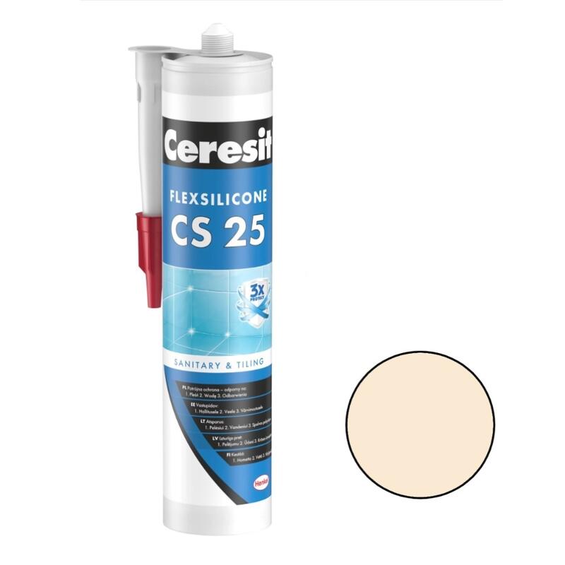 Ceresit CS 25 Sanitārais silikona hermētiķis, 280ml, natura (41) - Image 1