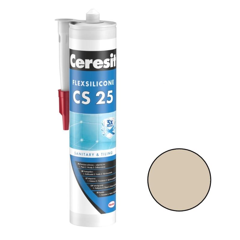 Ceresit CS 25 Sanitārais silikona hermētiķis, 280ml, bahama (43) - Image 1