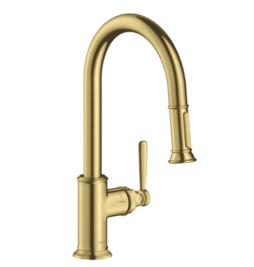 Virtuves izlietnes maisītājs ar izvelkamu dušu Axor Montreux, brushed brass - Image 1