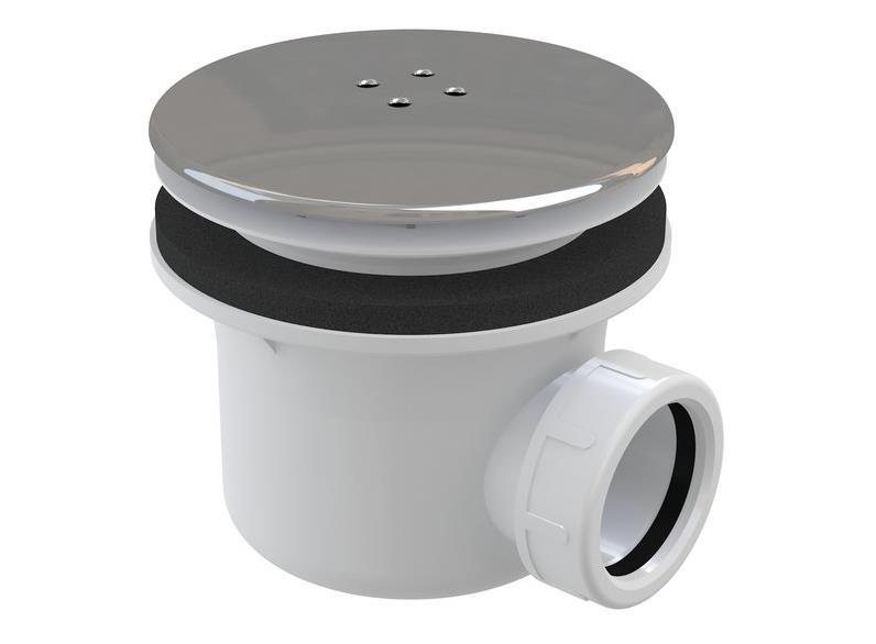 Dušas paliktņa sifons Standart  90, d=90x40 mm, h=84 mm, plastmasa, balts/hroms - Image 1