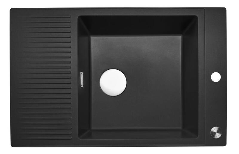 Virtuves izlietne Paris 78, viena bļoda ar plauktu, 780x500 mm, black silvery - Image 1