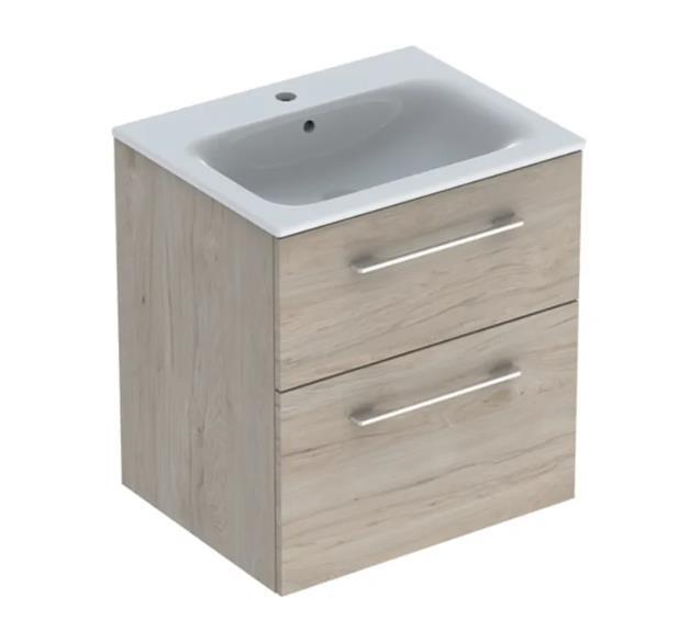Izlietnes un skapīša komplekts Selnova Square, 600x480 mm, h=652 mm, 2A, light hickory - Image 1