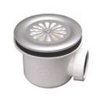 Dušas paliktņa sifons Basic 90, d=90x40 mm, h=84 mm, plastmasa, balts/hroms - Image 1