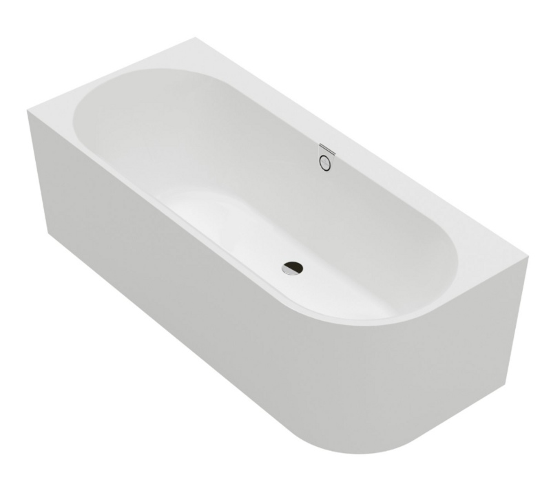 Vanna Oberon 2.1, 1800x800 mm, ar paneli un sifonu, kreisais stūris, stone white Quaryl® - Image 1