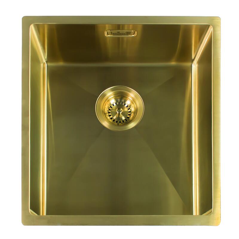 Virtuves izlietne Miami (L), viena bļoda, 400x400 mm, gold - Image 1