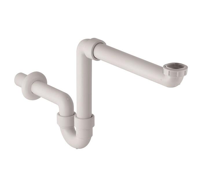 Izlietnes sifons, d=40 mm, 1.1/2x1.1/4", horizontāls, novirzītais, balta plastmasa - Image 1