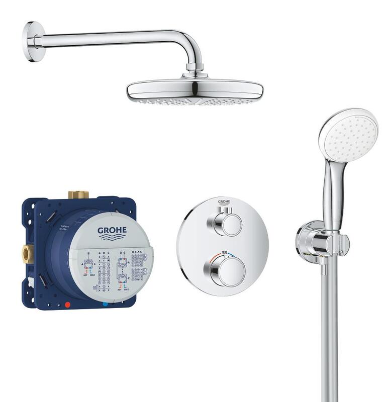 Iebūvējamais dušas termostata komplekts Grohtherm Perfect/Tempesta 210, hroms - Image 1