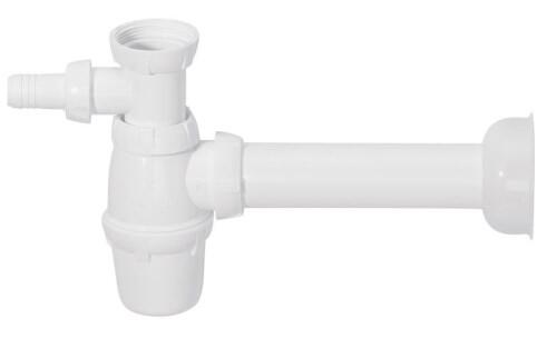 Izlietnes sifons, 1½ x 40 mm, ar pieslēgu, plastmasa, balts - Image 1