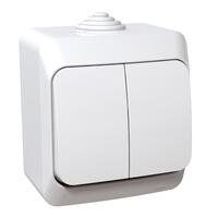 Divu taustiņu slēdzis (1+1) v/a balts IP44 CEDAR Plus
