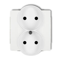 DECO Divkārša kontaktligzda uz rāmja DECO Soft bez 2x2P zemējuma mehānisma (ar paaugstinātu kontakta aizsardzību/aizslēgu)