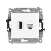 ICON 8K HDMI 2.1 vienas ligzdas mehānisms + vienas datora ligzdas mehānisms 1xRJ45, kat. 6A, 8 kontakti, bez apraksta lauka