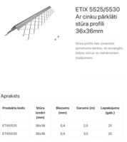 ETIX 5525 ZN apmetuma stūris 36x36 mm 2,5m - Thumbnail 2