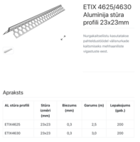 ETIX 4625 Aluminija stūris 23x23 mm 2,5m - Thumbnail 2