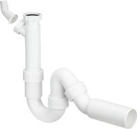Virtuves izlietnes sifons, 1½ x 40 mm, ar pieslēgu, plastmasa, balts